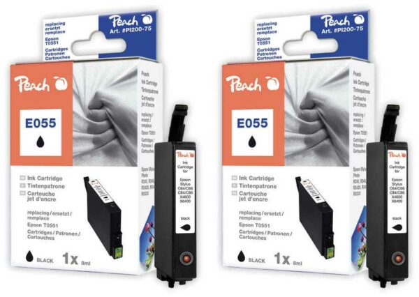 Peach E551bk 2 Druckerpatronen 2*bk ersetzt Epson T0551 bk*2