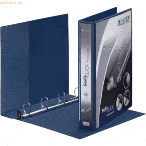 Leitz Ringbuch Soft Click A4 4 Ringe 30mm blau 2 Außentaschen