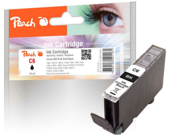 Peach C6BK Druckerpatrone bk ersetzt Canon BCI-6BK