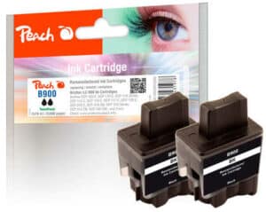 Peach B900bk Doppelpack Druckerpatronen 2*bk ersetzt Brother LC-900bk*2 für z.B. Brother DCP -105 C