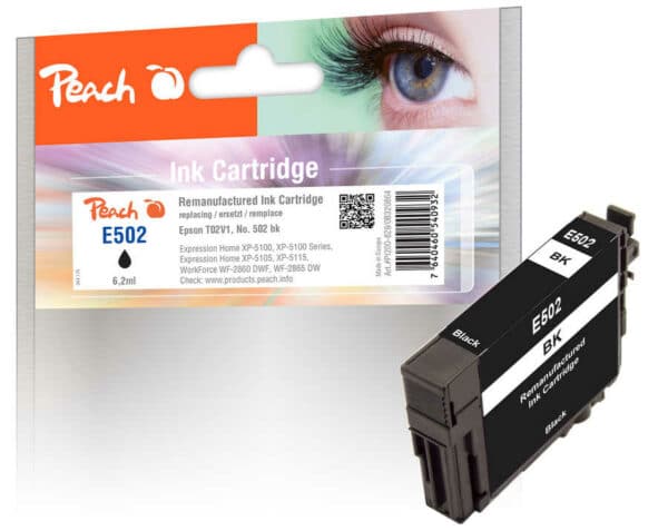 Peach E502BK Druckerpatrone bk ersetzt Epson No. 502BK