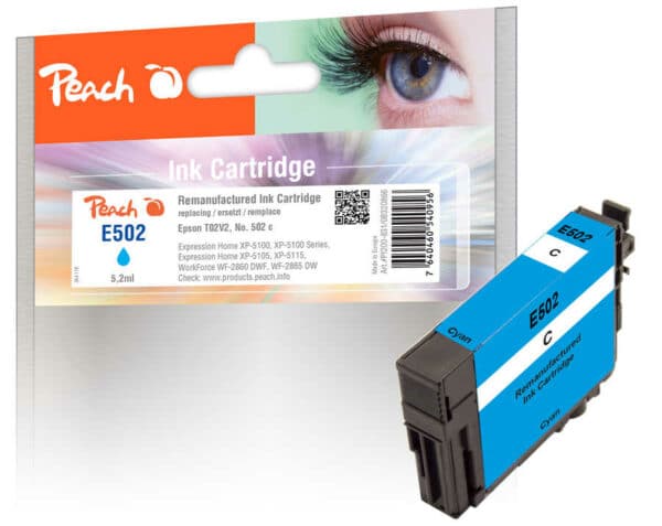 Peach E502C Druckerpatrone cy ersetzt Epson No. 502C