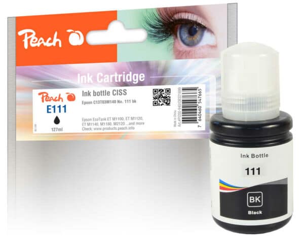 Peach E111BK Tintenbehälter pigm. bk ersetzt Epson No. 111BK