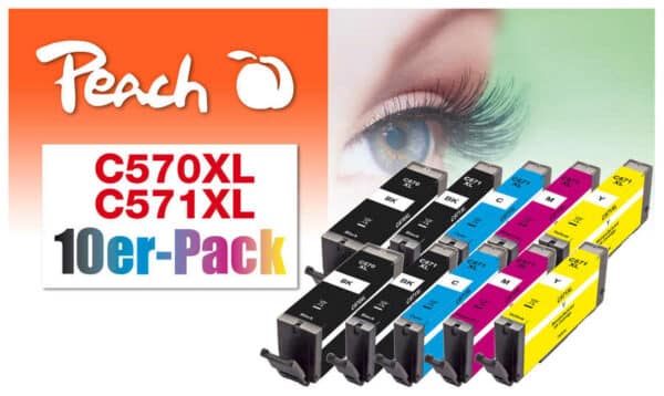 Peach C570XL 10 Druckerpatronen XL (2*bk