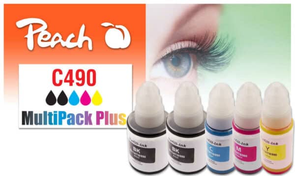 Peach C490 5 Druckerpatronen (2*bk