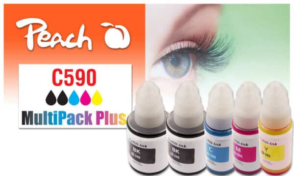 Peach C590 5 Druckerpatronen (2*bk