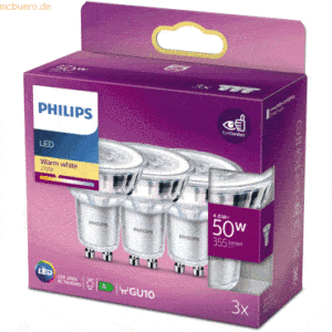 Signify Philips LED classic Lampe 50W GU10 Warmw 355lm Silber 3erPack