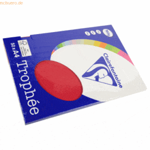 5 x Clairefontaine Kopierpapier Trophee A4 160g/qm VE=50 Blatt kirschr