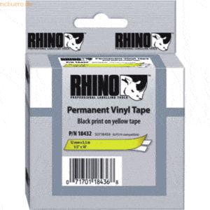 Dymo Beschriftungsband für Rhino 12mm Vinyl schwarz auf gelb