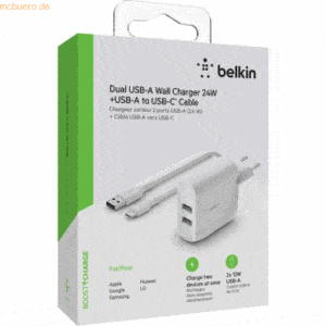 Belkin Belkin Dual USB-A Ladegerät incl. USB-C Kabel 1m