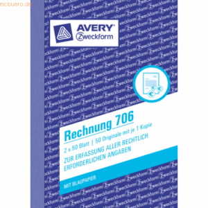 Avery Zweckform Formularbuch Rechnung A6 hoch VE=2x50 Blatt