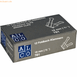 Alco Foldbackklammer Metall vernickelt 19mm blau VE=12 Stück