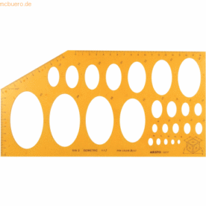 Aristo Ellipsenschablone Isometric 25 Ellipsen 4 bis 65mm orange