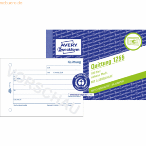 Avery Zweckform Quittung inkl. MwSt. A6 quer RC 100 Blatt