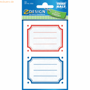 10 x Z-Design Buchetikett Papier 76x120mm 6 Etiketten Motiv Rahmen rot