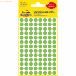 Avery Zweckform Markierungspunkte 8 mm 4 Blatt/416 Etiketten leuchtgrü