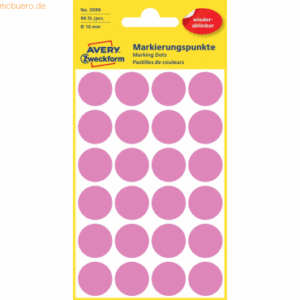 Avery Zweckform Markierungspunkte 18mm pink wiederablösbar VE=96 Stück