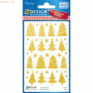 10 x Z-Design Weihnachtssticker Folie Weihnachtsbäume gold 38 Aufklebe