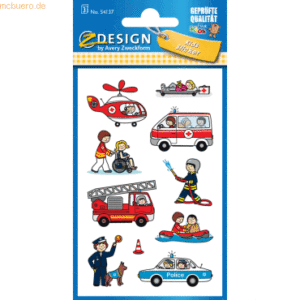 10 x Z-Design Sticker 76x120mm Papier 3 Bogen Motiv Feuerwehr/Polizei/