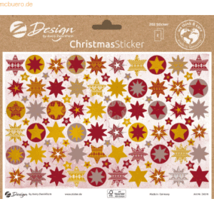 5 x Z-Design Weihnachtssticker Papier Sterne mehrfarbig 202 Aufkleber