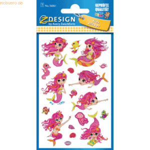 10 x Z-Design Glitter Stickers Meerjungfrau 19 Motive bunt 19 Stück