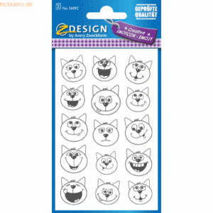 10 x Z-Design Emoji & Emoticon-Sticker Motiv Katze schwarz-weiß 2 Blat