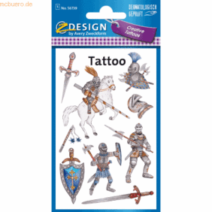 10 x Z-Design Kids Tattoos Ritter 9 Motive bunt 1 Bogen