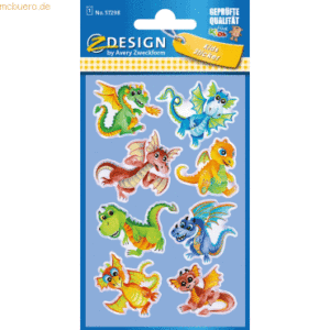 10 x Z-Design Glossy Sticker Drachen 8 Stück bunt 1 Bogen