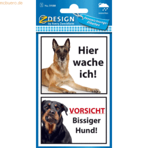 10 x Z-Design Etiketten Warnetikett Folie Bissiger Hund 1 Bogen