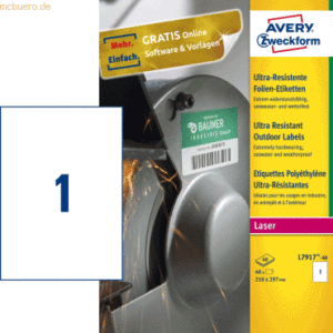 Avery Zweckform Etiketten ultraresistent 210 x 297mm weiß VE=40 Stück