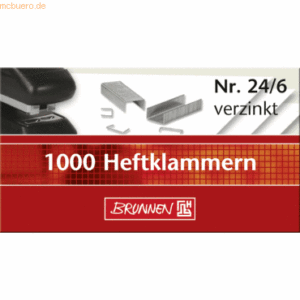 20 x Brunnen Heftklammern 24/6 verzinkt VE=1000 Stück