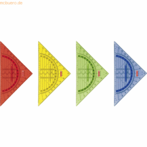 10 x Brunnen Geometrie-Dreieck 16cm mit Griff farbig sortiert