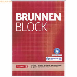 10 x Brunnen Schreibblock Brunnen-Block A4 70g/qm 50 Blatt RC kariert