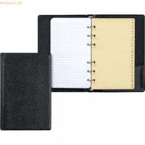 Brunnen Ringbuch 9x15cm Kunstleder 6 Ringe 10mm incl. Einlage schwarz