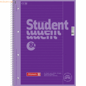 5 x Brunnen Kollegblock Student Colour Code A4 90g/qm 80 Blatt purple