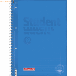 5 x Brunnen Collegeblock Student A4 90g/qm 80 Blatt Lineatur 27 azur