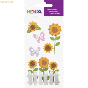 6 x Heyda Sticker-Etikett Sonnenblumen 5 Stück bunt