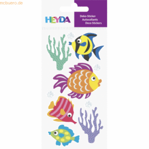 6 x Heyda Sticker-Etikett Fische 6 Stück bunt