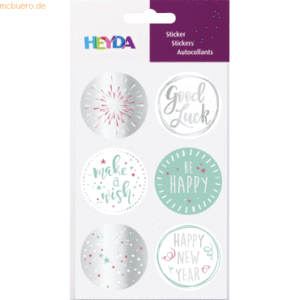 6 x Heyda Sticker Good Luck silber