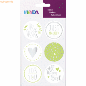 6 x Heyda Sticker Married rund grün