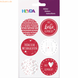 6 x Heyda Sticker Weihnachten rund rot