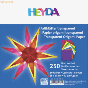 5 x Heyda Faltblatt Papier 15x15cm transparent VE=250 Blatt