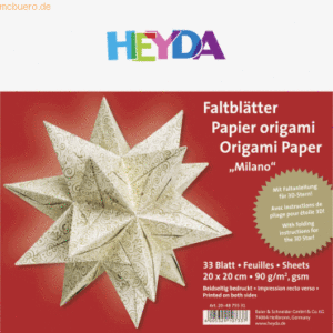 5 x Heyda Faltblätter 20x20cm 33 Blatt chamois/gold