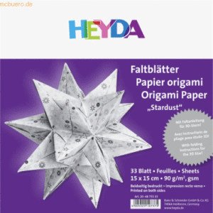 5 x Heyda Faltblätter 15x15cm 33 Blatt silber/weiß