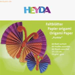 5 x Heyda Falblätter Papier 15x15cm 6 Farben sortiert VE=66 Blatt