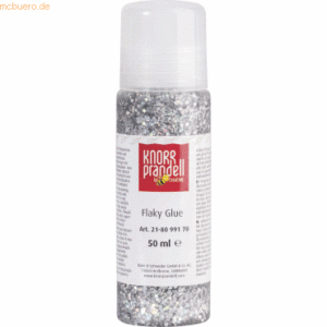 6 x Knorr prandell Glitzerfarbe Flaky Glue 50ml silber/regenbogen