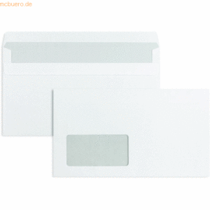Blanke Briefumschläge 125x229mm 75g/qm selbstklebend Fenster VE=1000 S