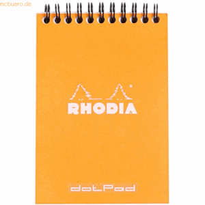 5 x Rhodia Spiralnotizblock A6 80 Blatt 80g Dot Lineatur orange