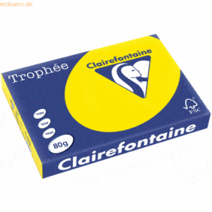 5 x Clairefontaine Kopierpapier Trophee A3 80g/qm VE=500 Blatt fluo ge