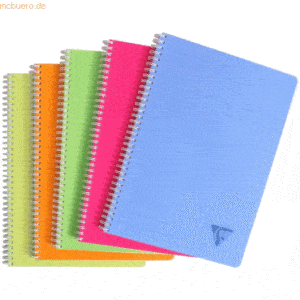 5 x Clairefontaine Spiralbuch A4 Linicolor liniert mit Rand 90 Blatt f